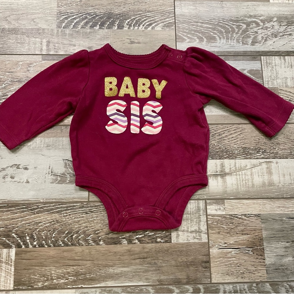 Falls Creek Long Sleeve Onesie Baby Sis 3-6